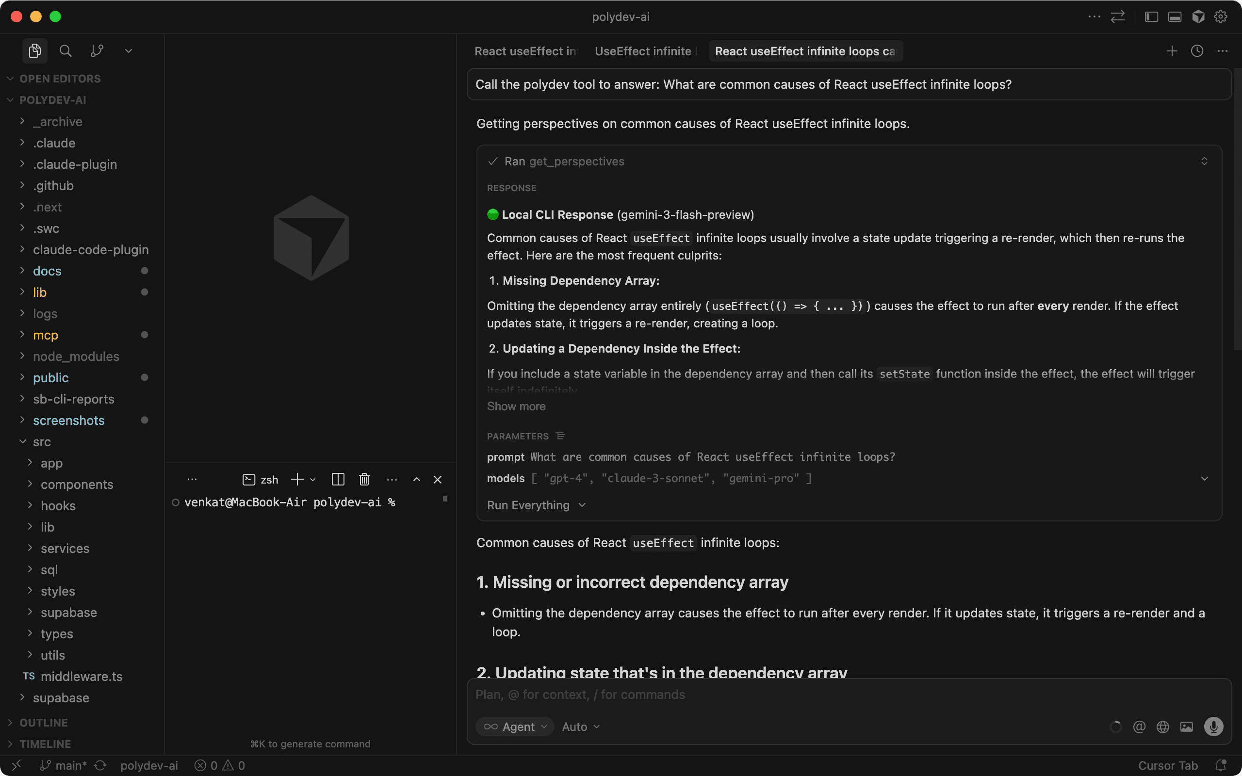 Polydev response in Cursor